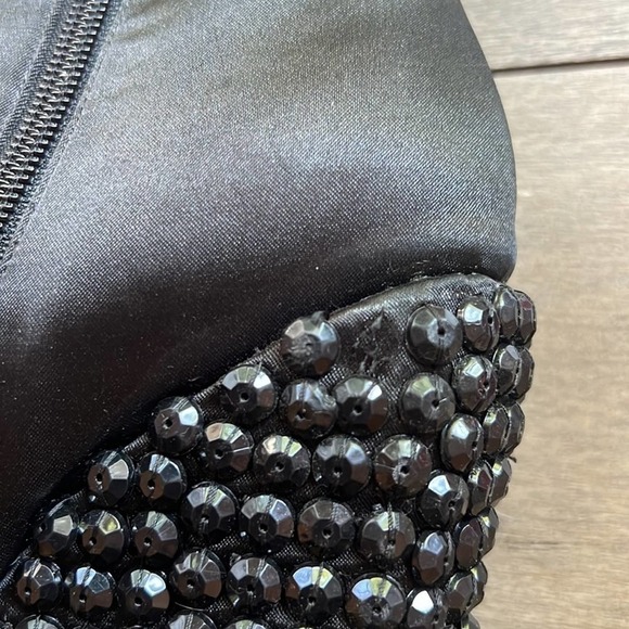 Colin Stuart Wedge Boot Black Satin Beaded Heel Sole Cuff Pointed Toe Size 7.5 - Picture 10 of 12